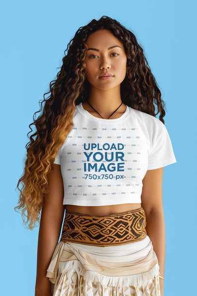 Crop Top Mockup Featuring an AI-Created Young Woman Inspired by a Popular Character
