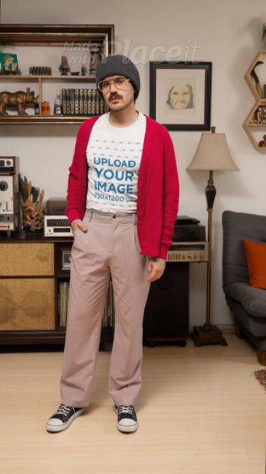 Bella Canvas Tee Video of a Serious Man in a Grandpacore Style