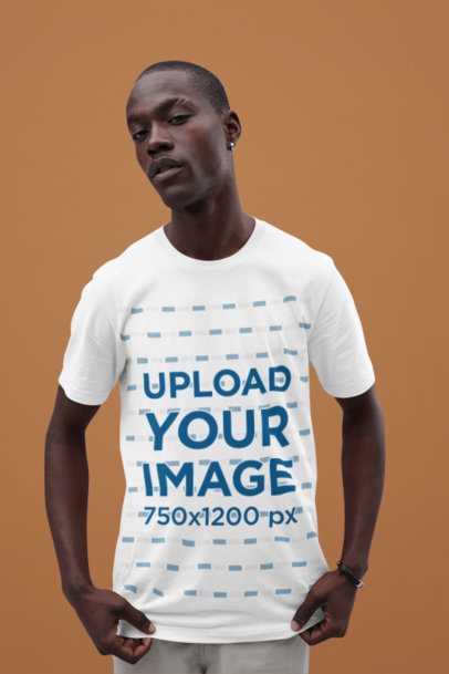 Simple Mockup Featuring a Man in a Crewneck Bella Canvas T-Shirt