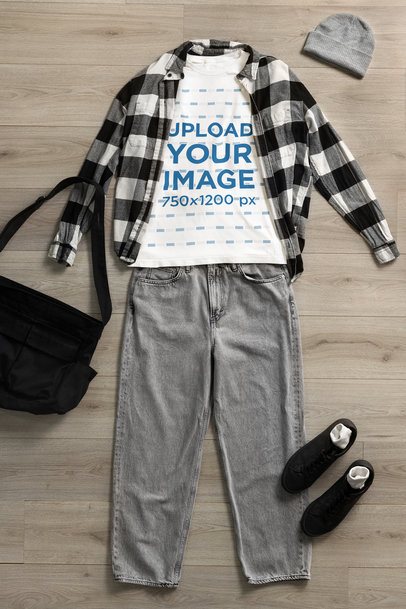 Bella Canvas Mockup Featuring a Round-Neck T-Shirt With a Winter Outfit m50575