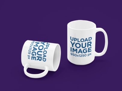 Sublimated Mockup Featuring Two Coffee Mugs in a Customizable Surface