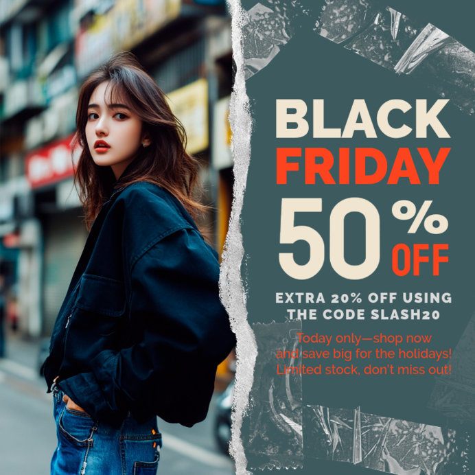 Black Friday Instagram Post Maker Featuring a Promo Code Ad