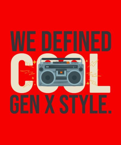 T-Shirt Design Generator With a Music Player Graphic and a Gen X-Themed Quote