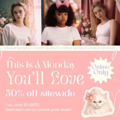 Instagram Post Template for a Cyber Monday Promo With a Girly Aesthetic 7042c