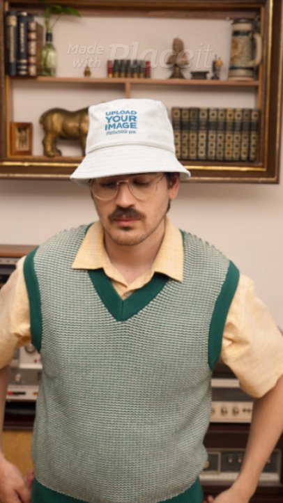 Embroidered Bucket Hat Video Featuring a Man in a Grandpacore Look 8931v