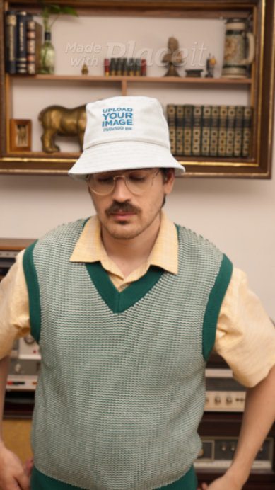 Embroidered Bucket Hat Video Featuring a Man in a Grandpacore Look