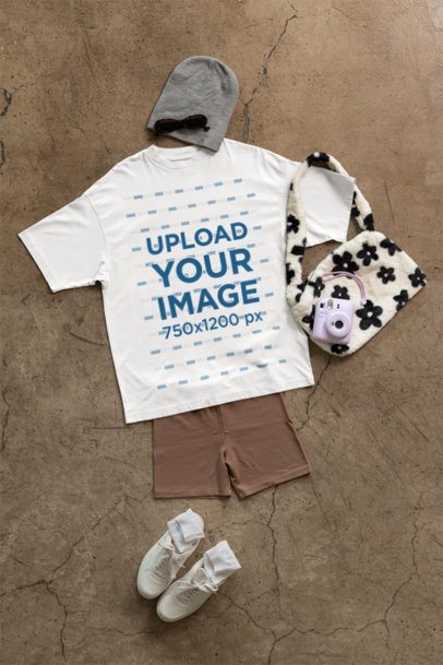 Mockup of an Oversized Round-Neck T-Shirt With a Streetwear Outfit m50566