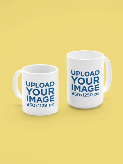 Print Mockup of an 11 Oz Coffee Mug and a 15 Oz Mug