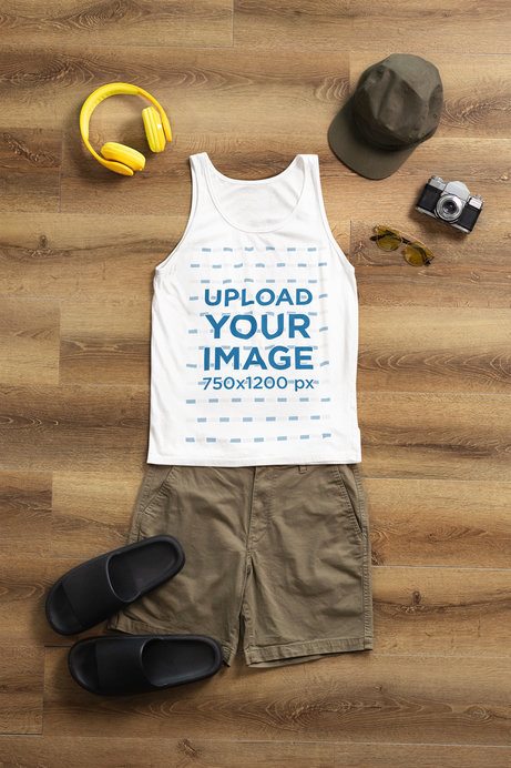 Bella Canvas Tank Top Mockup Featuring a Summer-Styled Outfit
