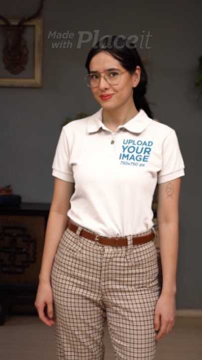 Gildan Polo Shirt Video Featuring a Smiling Tattooed Woman in a Grandpacore Style 8928v