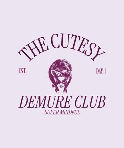 T-Shirt Design Maker for a Demure Club Featuring an Illustrated Raccoon