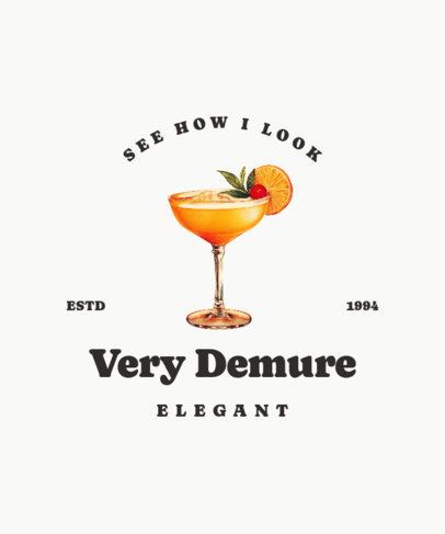 T-Shirt Design Template Featuring a Very Demure-Inspired Quote with a Cocktail Illustration