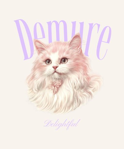 T-Shirt Design Creator Featuring a Cute Cat with a Very Demure-Inspired Quote