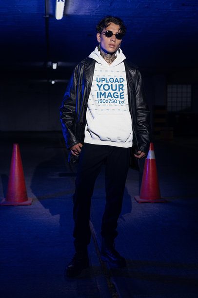 Gildan Hoodie Mockup Featuring a Man in a Grunge-Style Outfit m50799