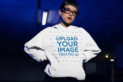 Gildan Pullover Hoodie Mockup of a Woman Wearing a Grunge-Inspired Look m50800