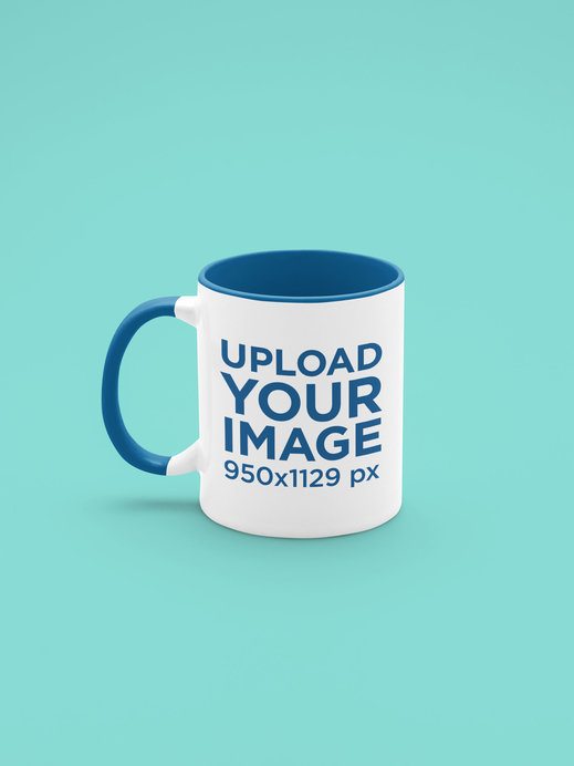 Placeit - Simple Mockup Featuring an 11 oz Coffee Mug with a Colored Handle