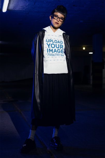 Gildan Hoodie Mockup of a Woman With a Grunge Style