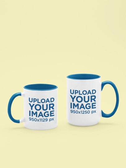 Simple Mockup Featuring Two Different-Sized Coffee Mugs