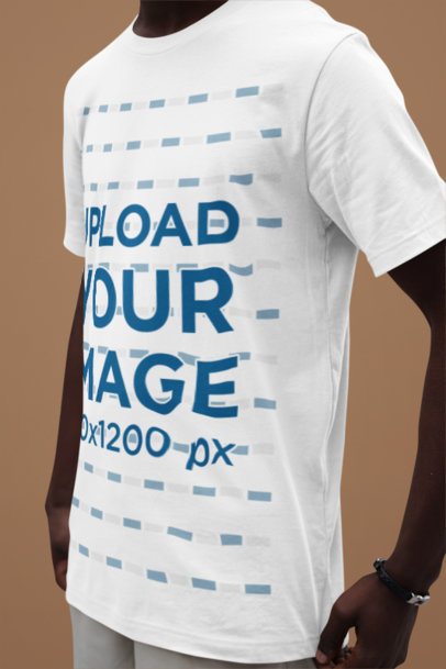 Closeup Mockup Featuring a Man Wearing a Rounded-Neck Bella Canvas T-Shirt