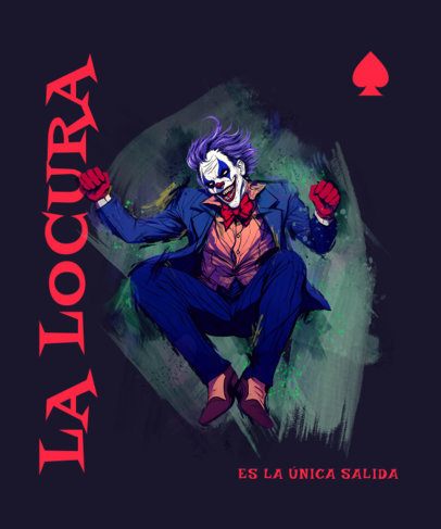 Crazy T-Shirt Design Maker With an Evil Character Graphic Inspired by a Clown Supervillains Movie