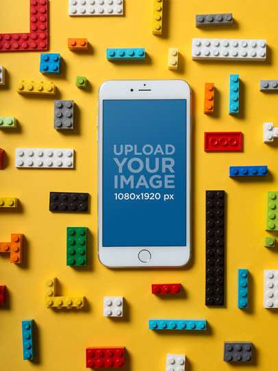 Silver iPhone 8 Plus Mockup with Legos