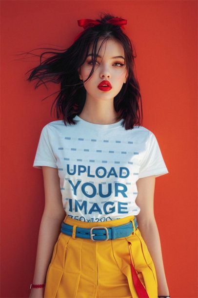 T-Shirt Mockup of an AI-Generated Woman With an Outfit Inspired by a Warrior Princess