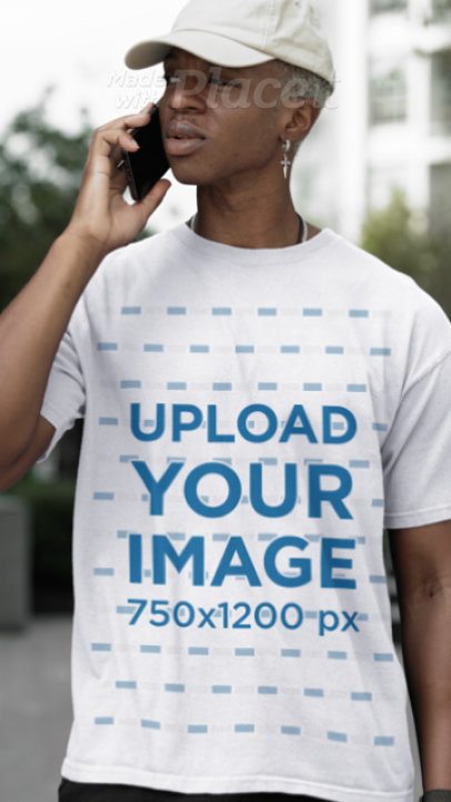 T-Shirt Video of a Man in an Athleisure Style Talking on the Phone 8934v