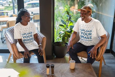 Bella Canvas T-Shirt Mockup Featuring an Elderly Couple Happily Talking to Each Other m51518