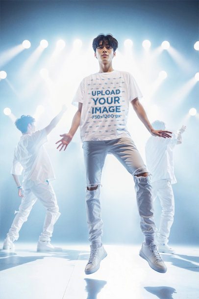 T-Shirt Mockup of an AI-Generated Man Inspired by a K-Pop Boyband Member m41110