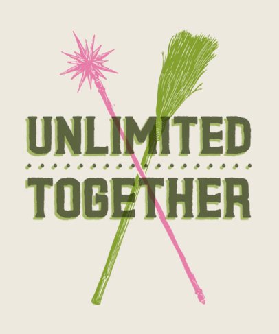 T-Shirt Design Maker With a Wand and a Broom Inspired by a Witch Musical Film 7070i