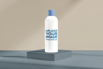 Beauty Mockup Featuring an AI-Created Shampoo Bottle Standing in a Customizable Backdrop m50636