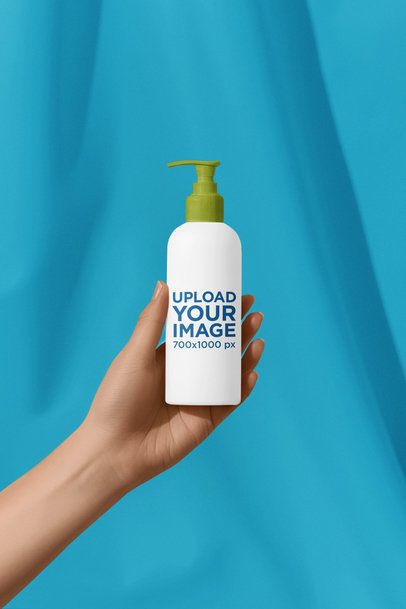 Mockup of an AI-Generated Woman's Hand Holding a Shampoo Bottle m50655