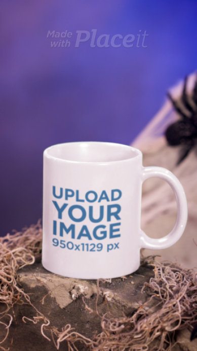 Coffee Mug Video Featuring a Halloween-Themed Setting