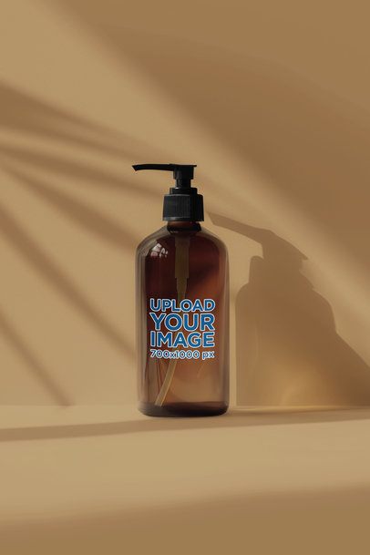 Mockup of an AI-Generated Amber Shampoo Bottle in a Colorful Setting