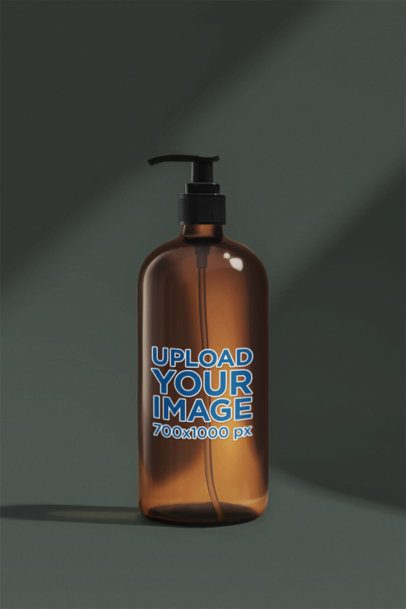 Amber Mockup of an AI-Created Shampoo Bottle Standing Against a Dark Background