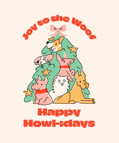 T-Shirt Design Maker Featuring an Illustrated Xmas Tree With Dogs