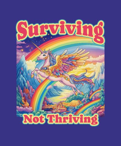 T-Shirt Design Creator With a Colorful Unicorn and a Rainbow-Colored Stationery-Inspired Theme 7078b