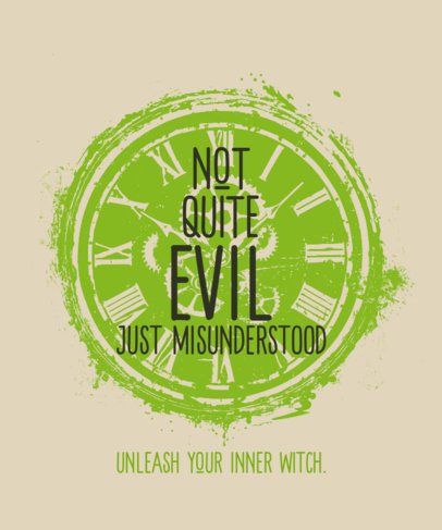 T-Shirt Design Template Featuring an Evil-Themed Quote Inspired by a Witch Musical Movie