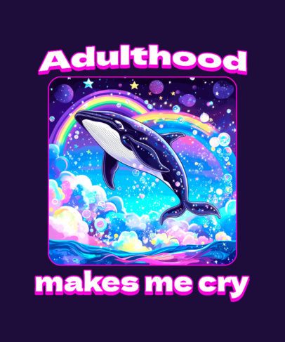 T-Shirt Design Template Featuring a Whale Inspired by a Rainbow-Colored Stationery Brand 7079c