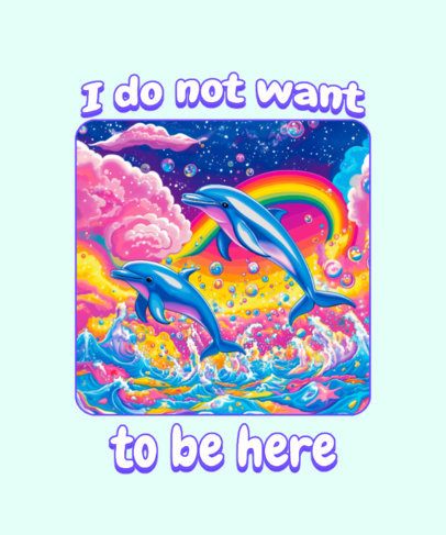 Illustrated T-Shirt Design Generator With Dolphins Inspired by Rainbow-Colored Stationery Supplies 7079e