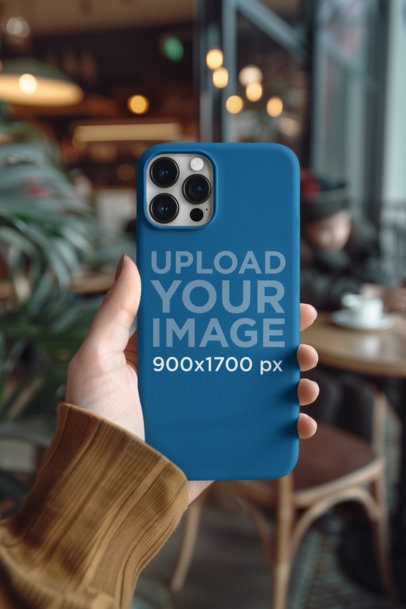 Mockup of an AI-Generated Woman Holding a Case for an iPhone 15