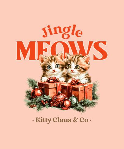 Christmas-Inspired T-Shirt Design Maker Featuring Kittens with Presents
