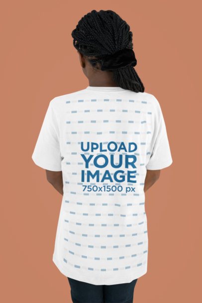 Back-View Mockup of an Elderly Woman Wearing a Bella Canvas Tee in a Studio