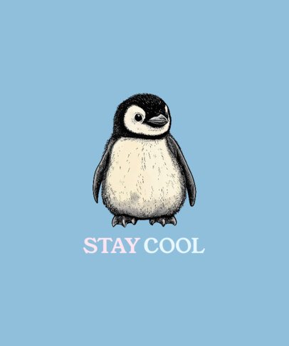T-Shirt Design Template Featuring a Cute Penguin and a Stay Cool Quote 7087c