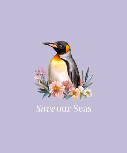 Penguin-Themed T-Shirt Design Generator With a Save Our Seas Message 7087e