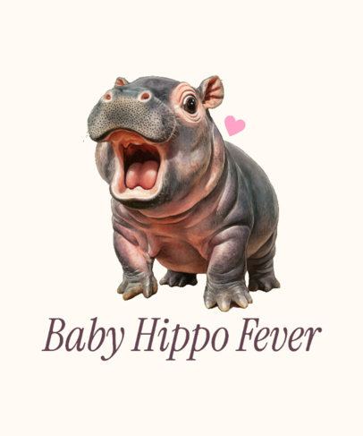 Moo Deng-Inspired T-Shirt Design Template Featuring a Cute Baby Hippo Graphic