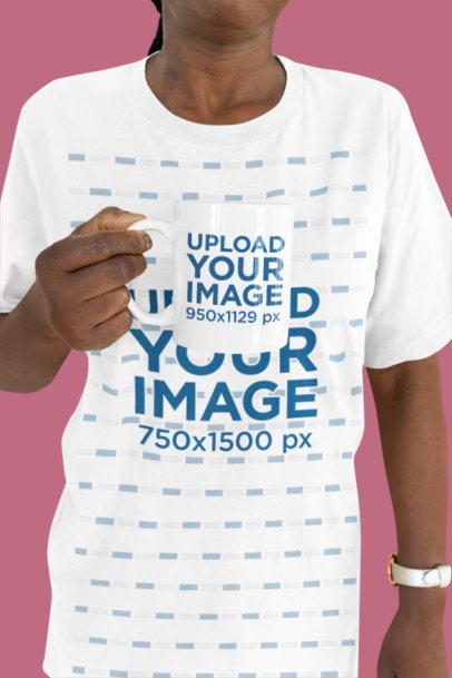 Closeup-View Mockup of an Elderly Woman Holding an 11 oz Coffee Mug m51484
