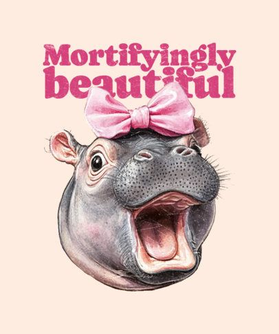 Cute T-Shirt Design Creator Featuring a Pygmy Hippo Inspired by Moo Deng 7082c