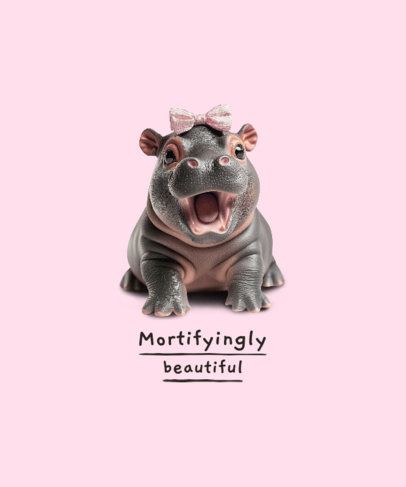 T-Shirt Design Creator Featuring Baby Hippo With a Moo Deng-Inspired Illustration
