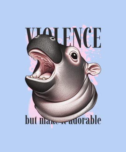 T-Shirt Design Template Featuring a Moo Deng-Inspired Quote 7084